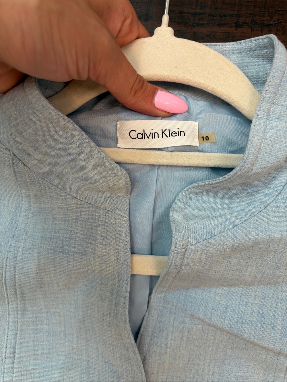 Calvin Klein Safari blue Cap-Sleeve Button-Front Belted Dress classic minimalist - Picture 5 of 8